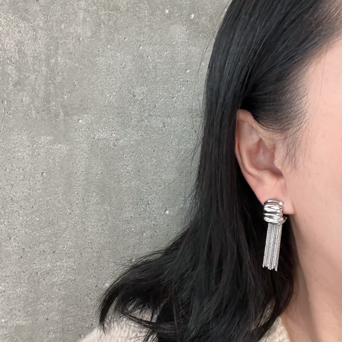 Silver Layers Tassel Earrings